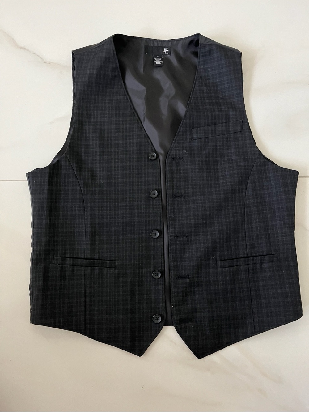 J Ferrar Black Plaid Men's Dress Vest M